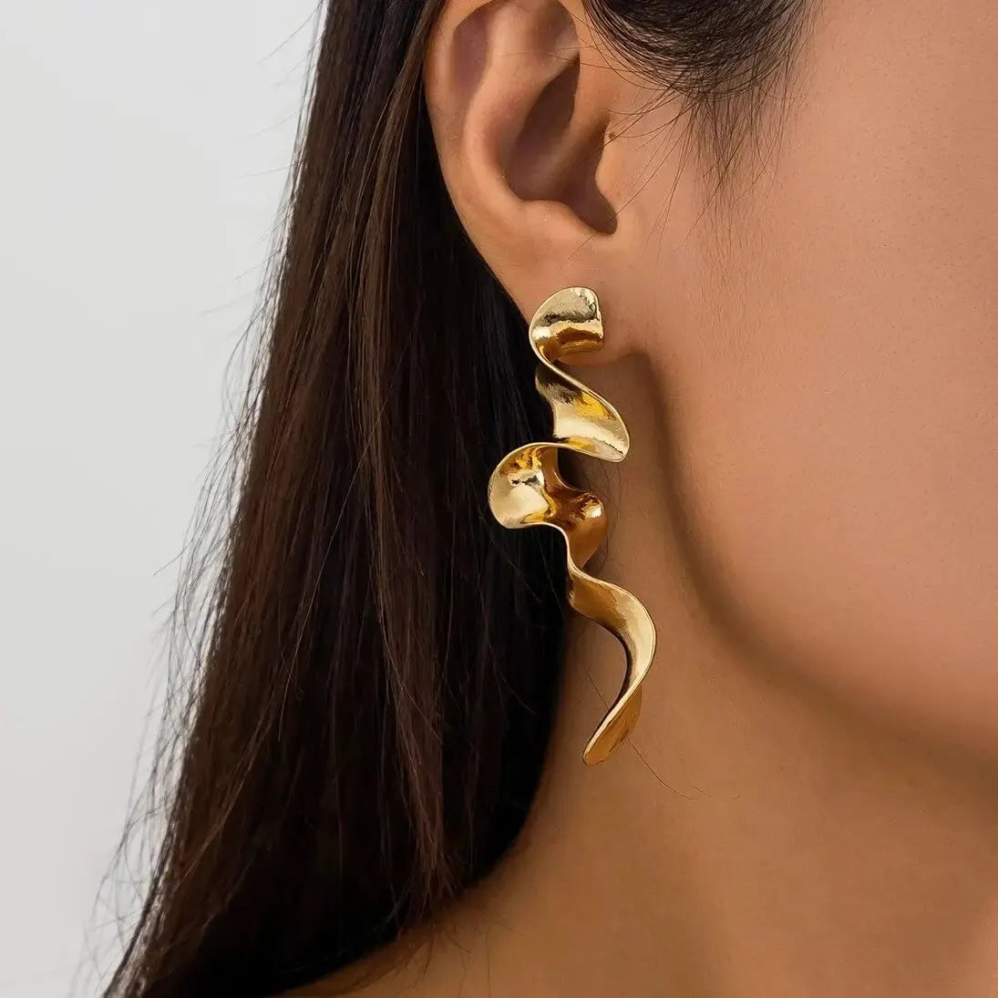 Stylish statement spiral drop earrings