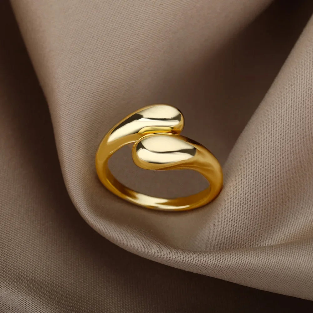 Malie - double ball beads stainless steel ring
