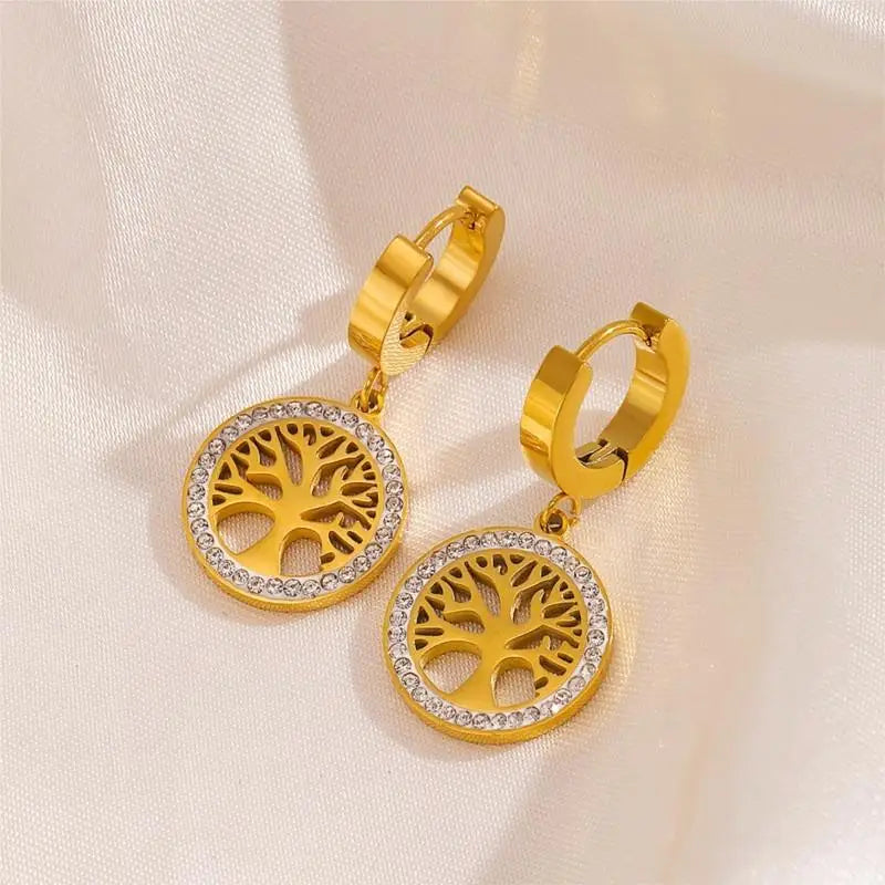 Ambern™ Crystal Tree Hoops – Timeless Sparkle with a Botanical Twist