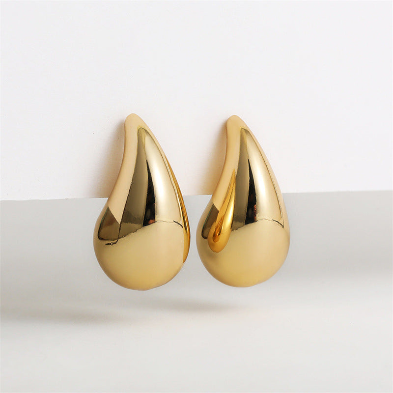 Minimalist metallic teardrop stud earrings for women