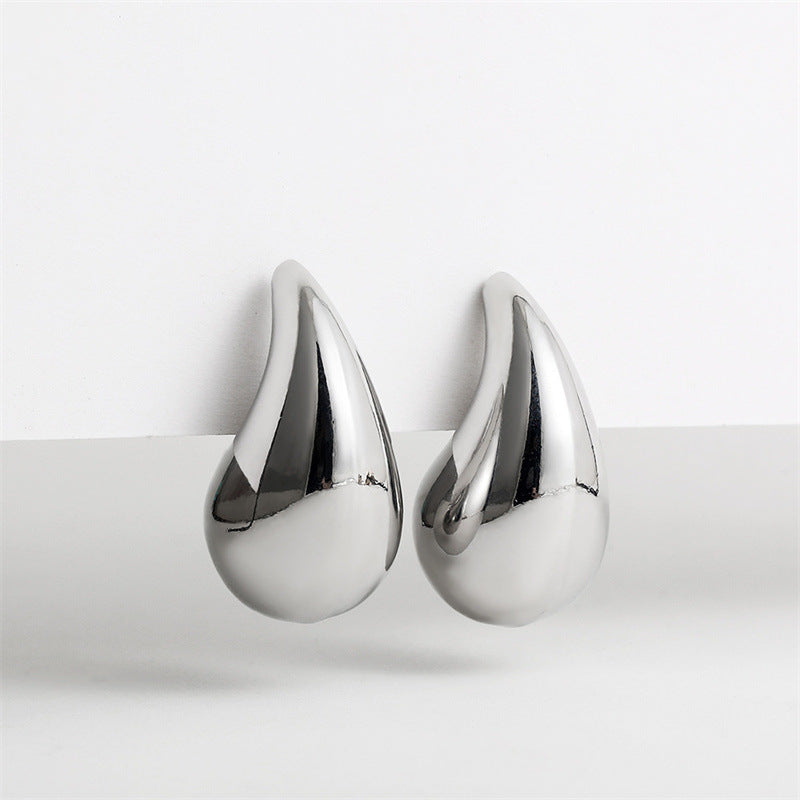Minimalist metallic teardrop stud earrings for women