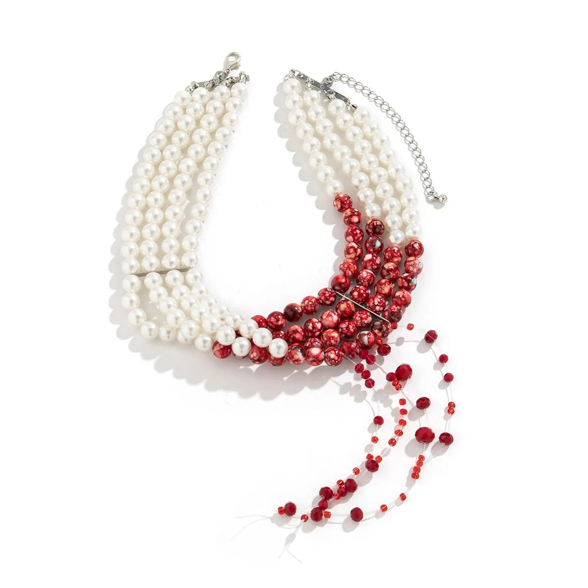Women's Choker Necklace - Layered Pearl & Beaded Design - Statement Jewelry