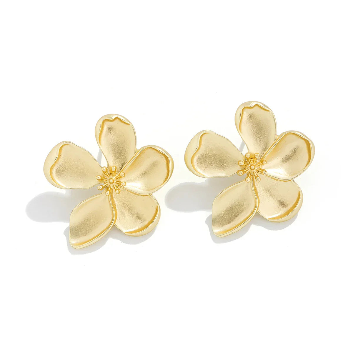 Women's Flower Earrings - Metal Floral Design - Elegant Statement Jewelry