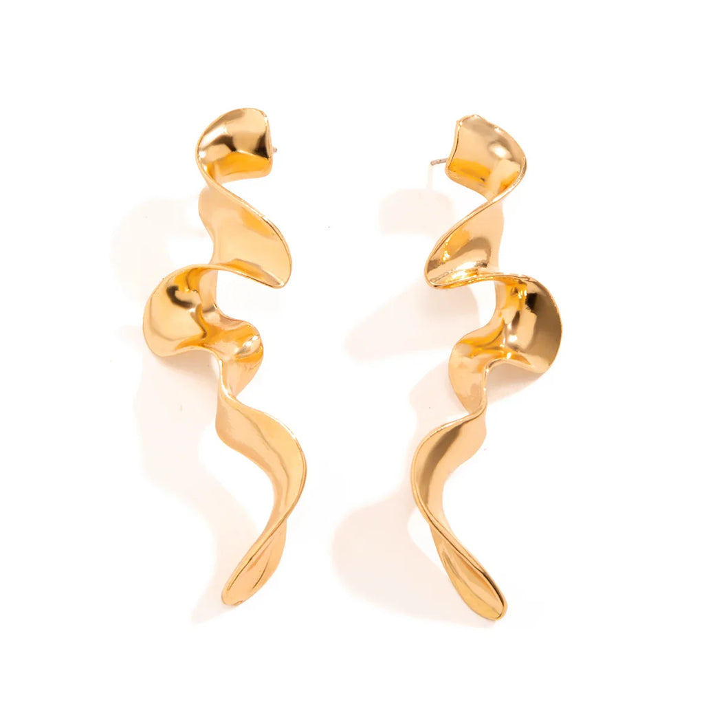 Stylish statement spiral drop earrings