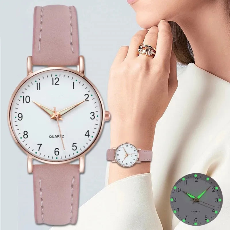 Ambern™ Classic Glow Watch – Timeless Leather Quartz Wristwatch