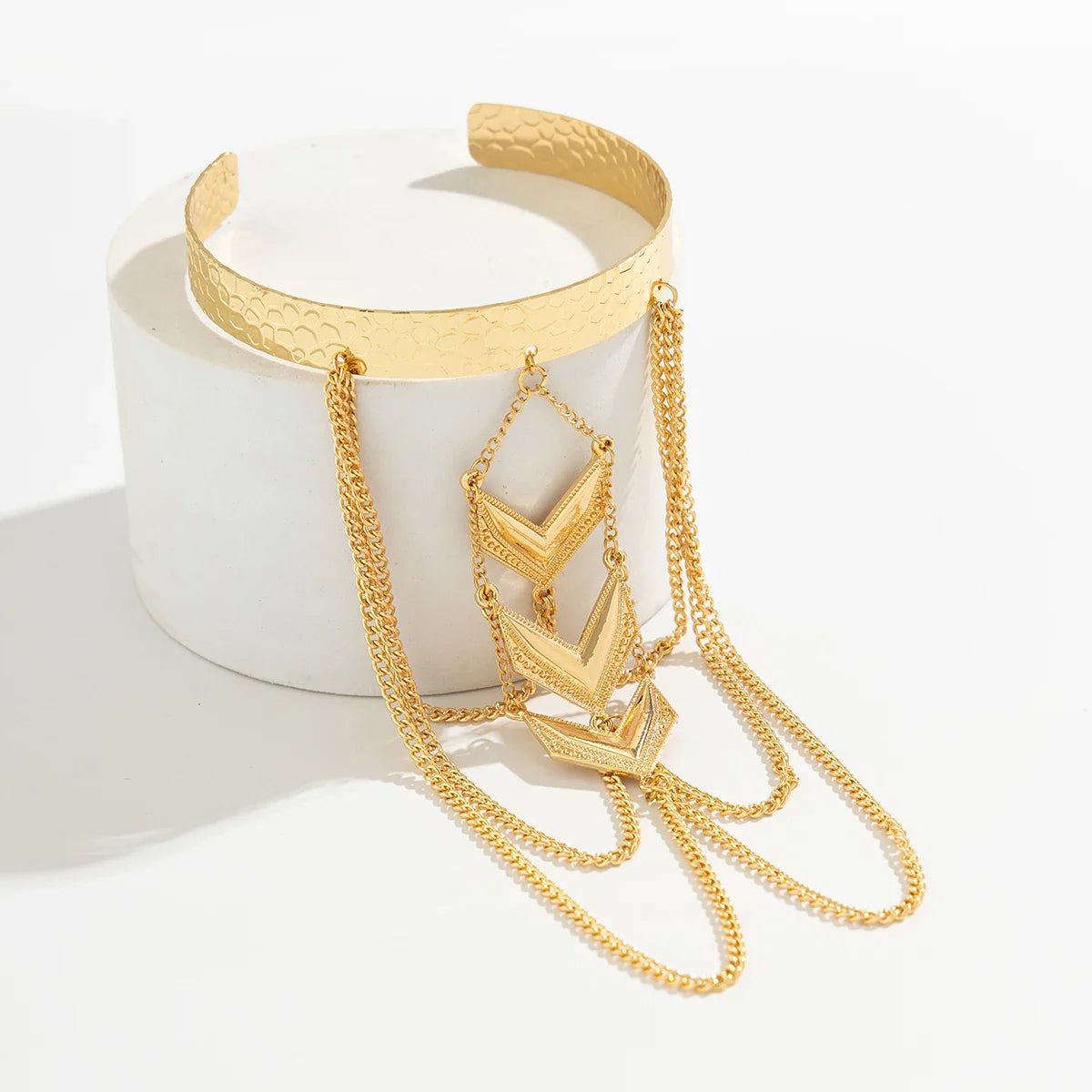 Women's layered chain arm cuff