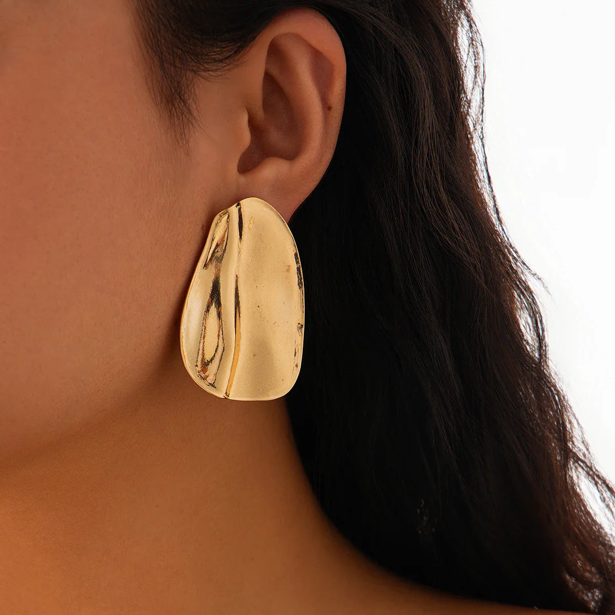 Women's Statement Earrings - Abstract Sculpted Metal - Modern Minimalist Design
