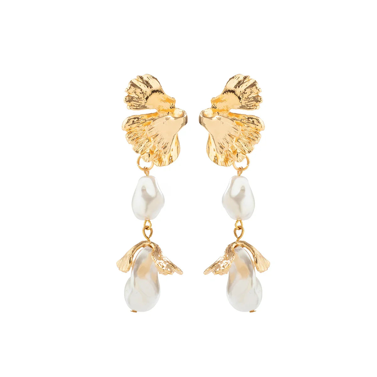 Elegant irregular petal flower drop earrings for women