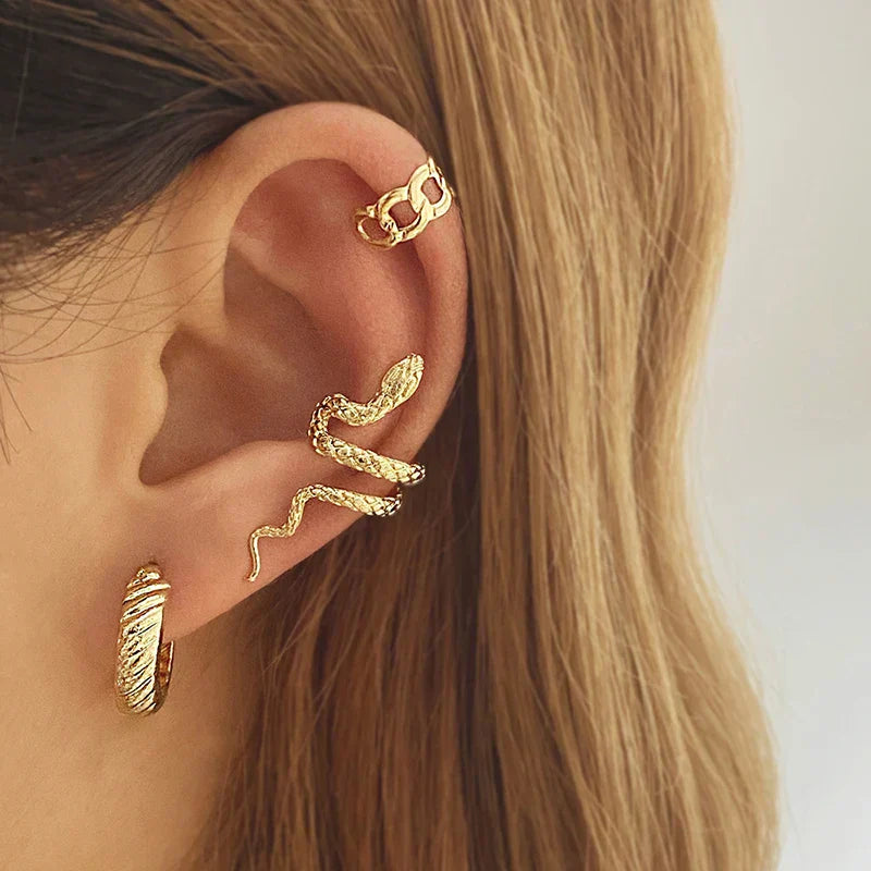 Women's Snake Ear Cuff - Non-Piercing Adjustable Jewelry - Bold Statement Piece