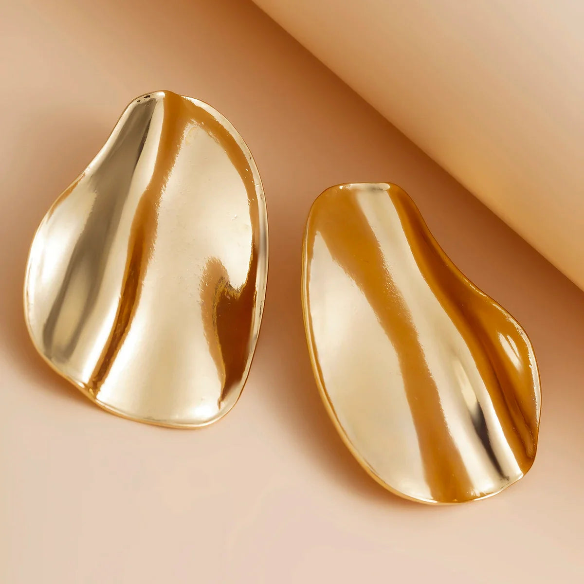Women's Statement Earrings - Abstract Sculpted Metal - Modern Minimalist Design