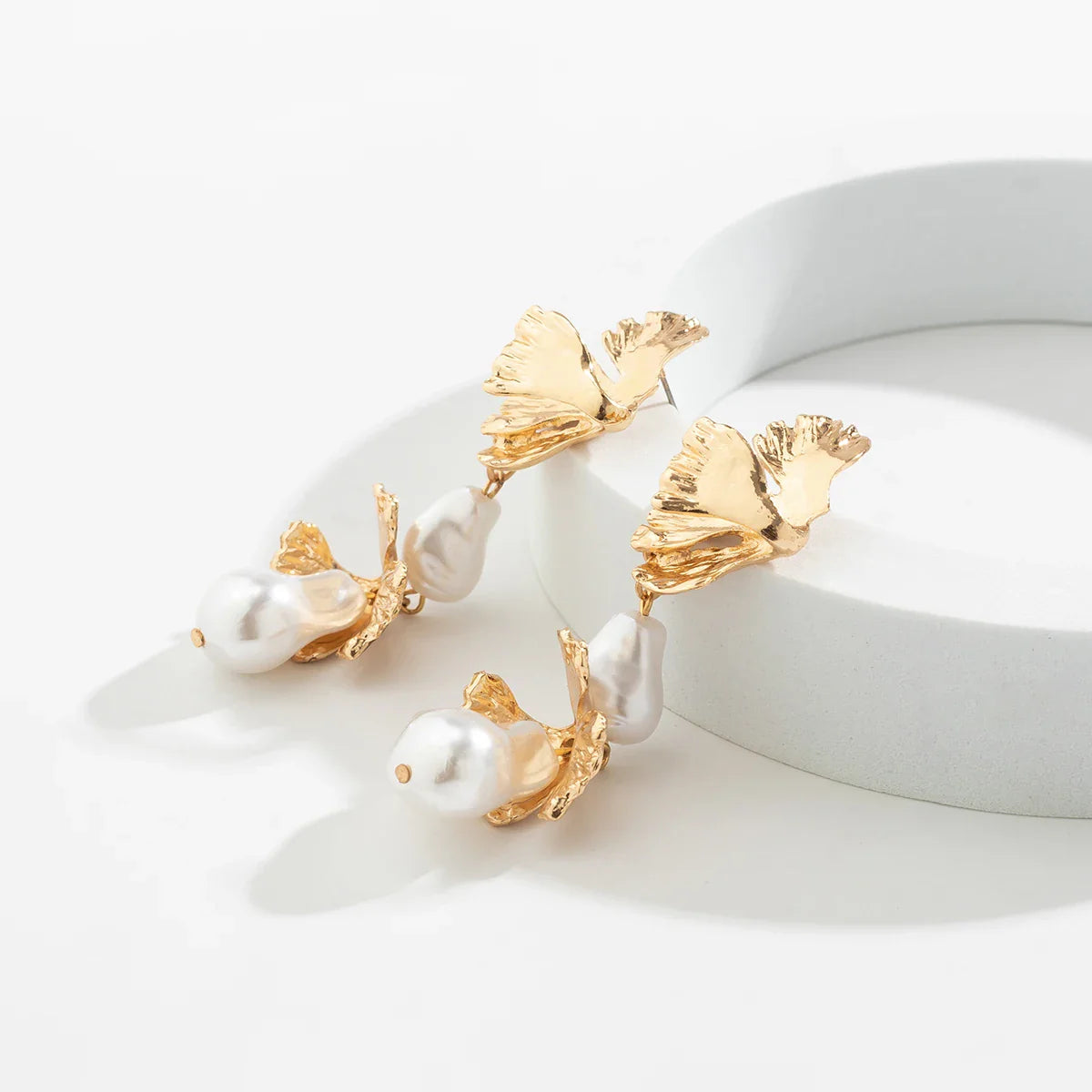 Elegant irregular petal flower drop earrings for women