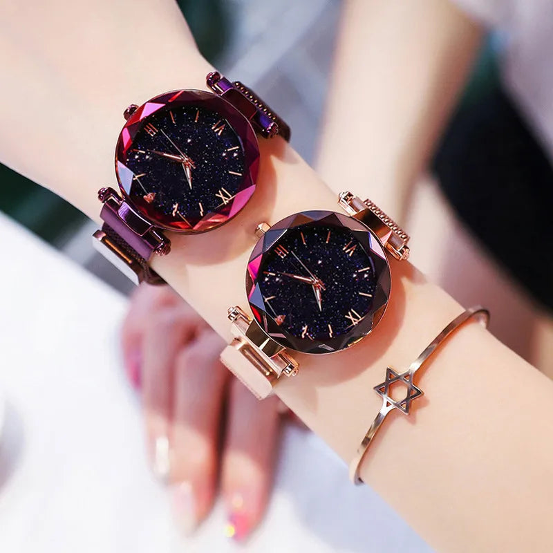 Ambern™ Starry Elegance Watch – Magnetic Mesh Quartz Dress Watch