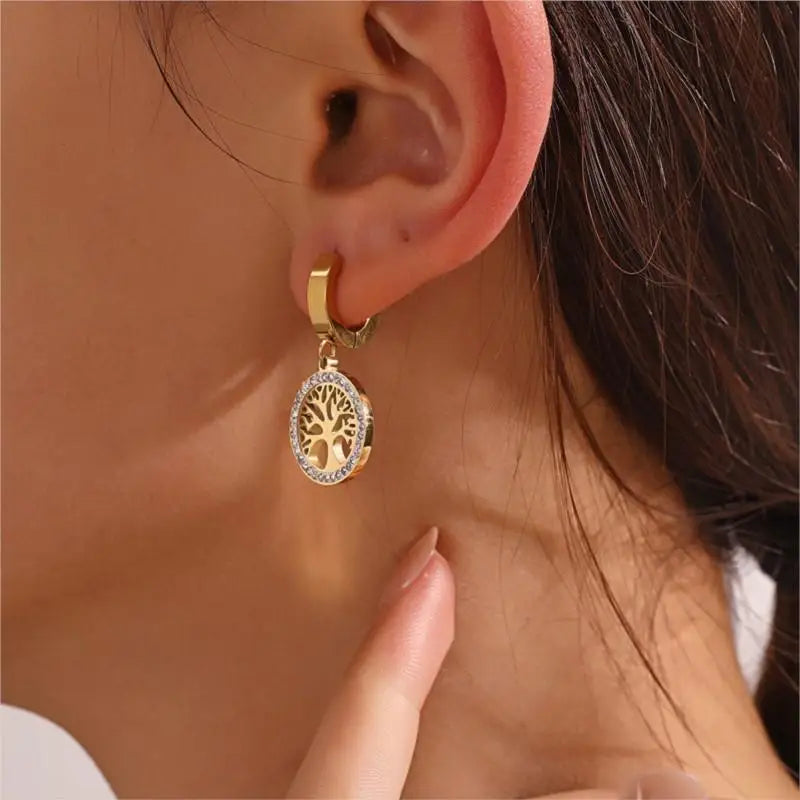 Ambern™ Crystal Tree Hoops – Timeless Sparkle with a Botanical Twist