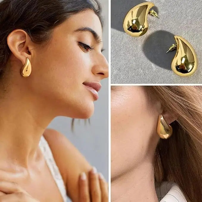 Minimalist metallic teardrop stud earrings for women