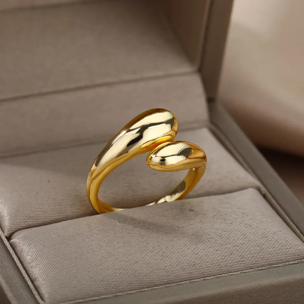Malie - double ball beads stainless steel ring