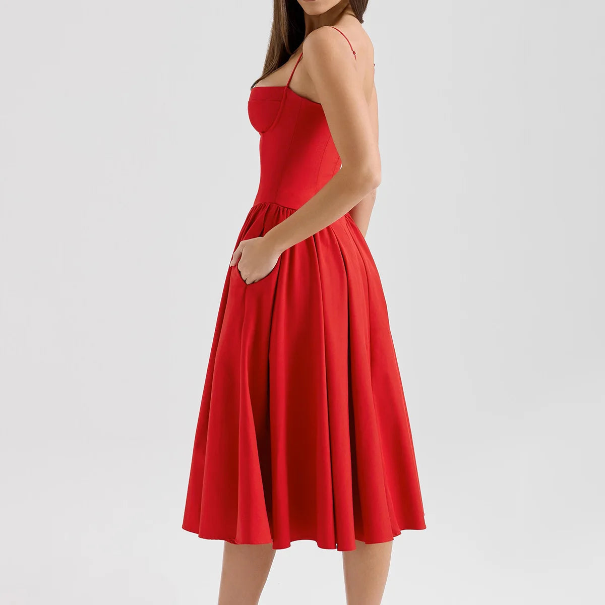 Spaghetti Strap A-Line Dress – Ruby Wine