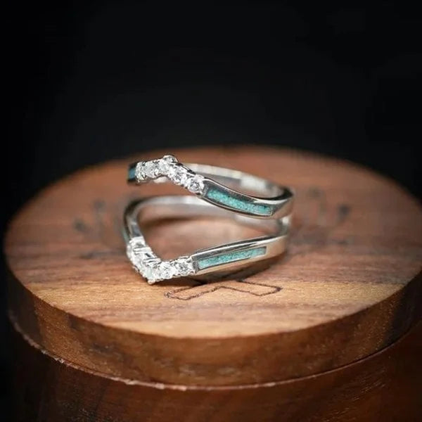 Natural turquoise diamond ring