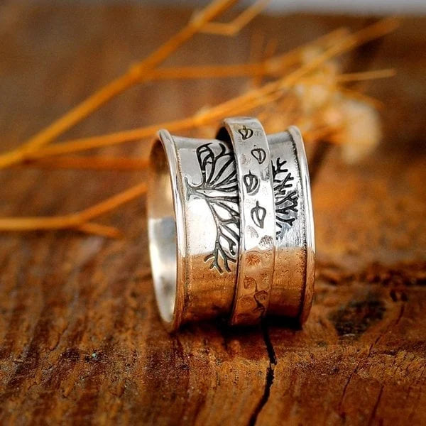 Tree of life spinner meditation ring