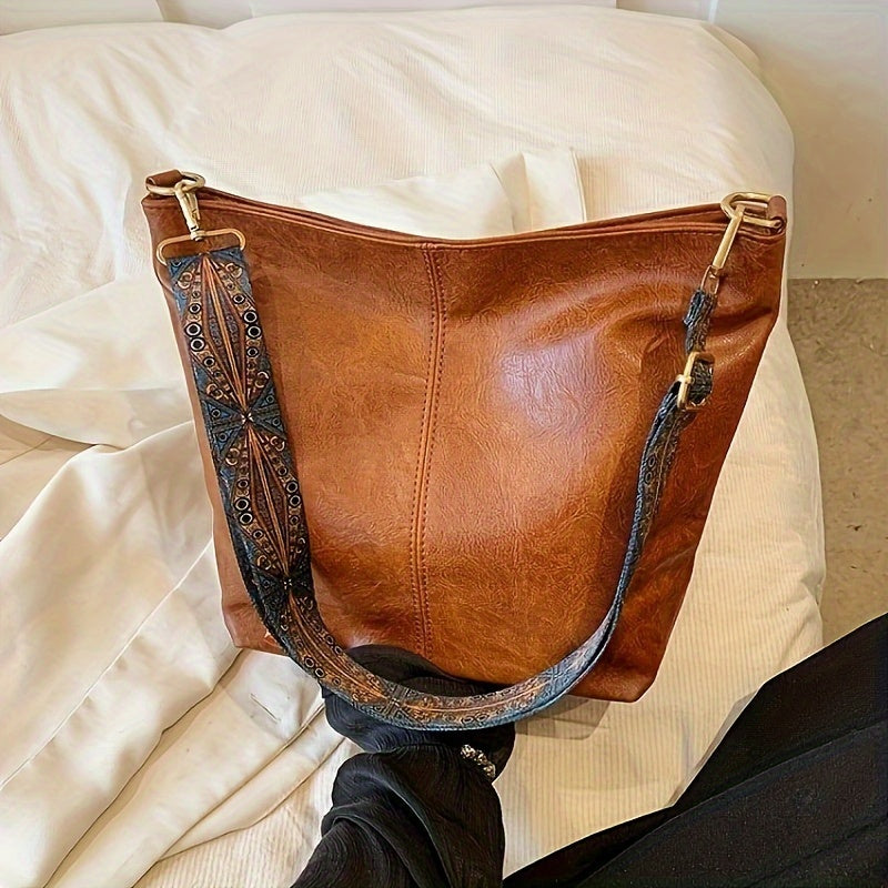 Women large capacity pu bucket bag