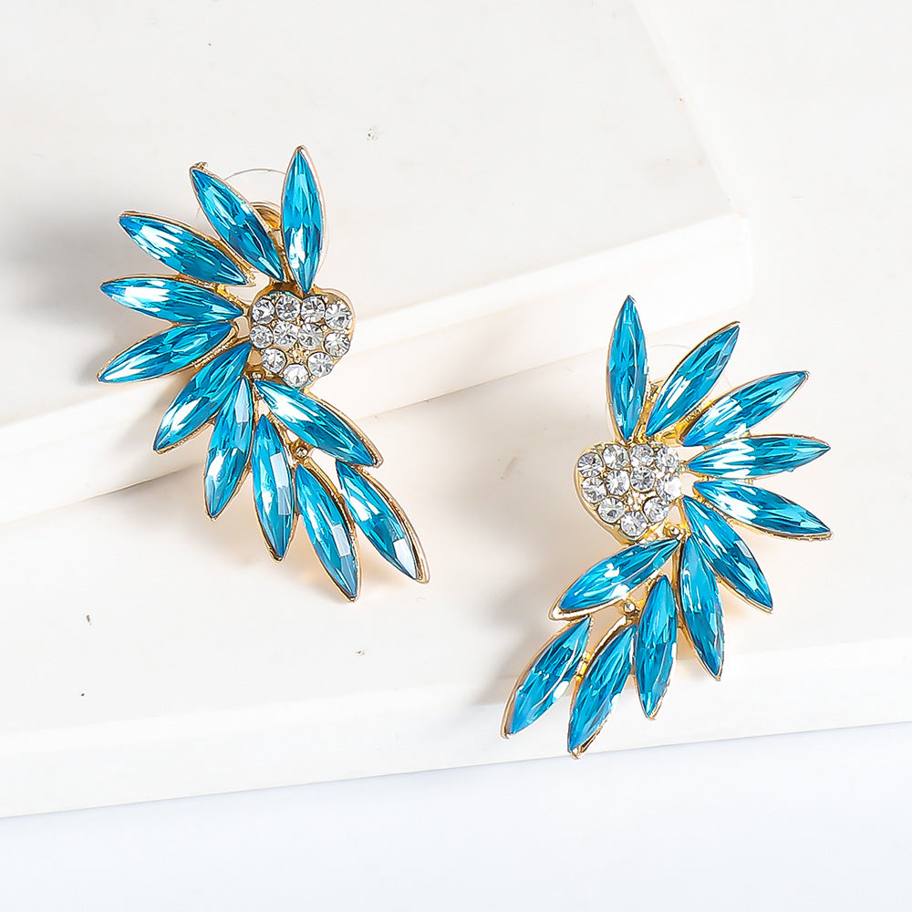 Multicolor heart wings earrings
