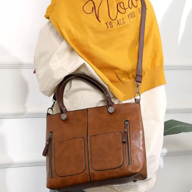 Women’s Handbag – Structured Medium Size – Dual Carry – Zipper Front Pockets