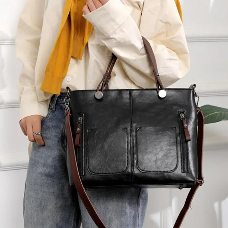 Women’s Handbag – Structured Medium Size – Dual Carry – Zipper Front Pockets