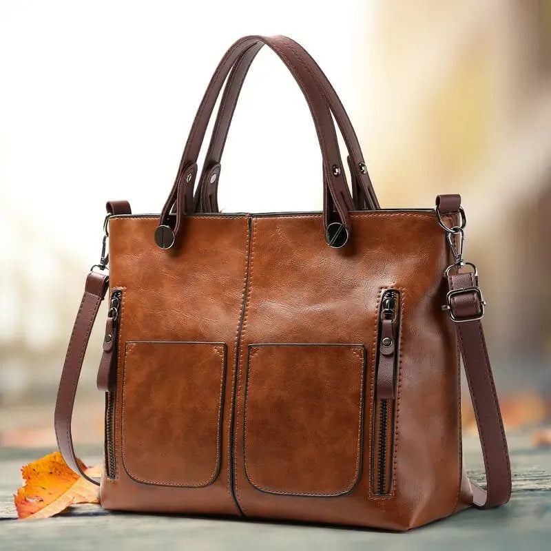 Women’s Handbag – Structured Medium Size – Dual Carry – Zipper Front Pockets