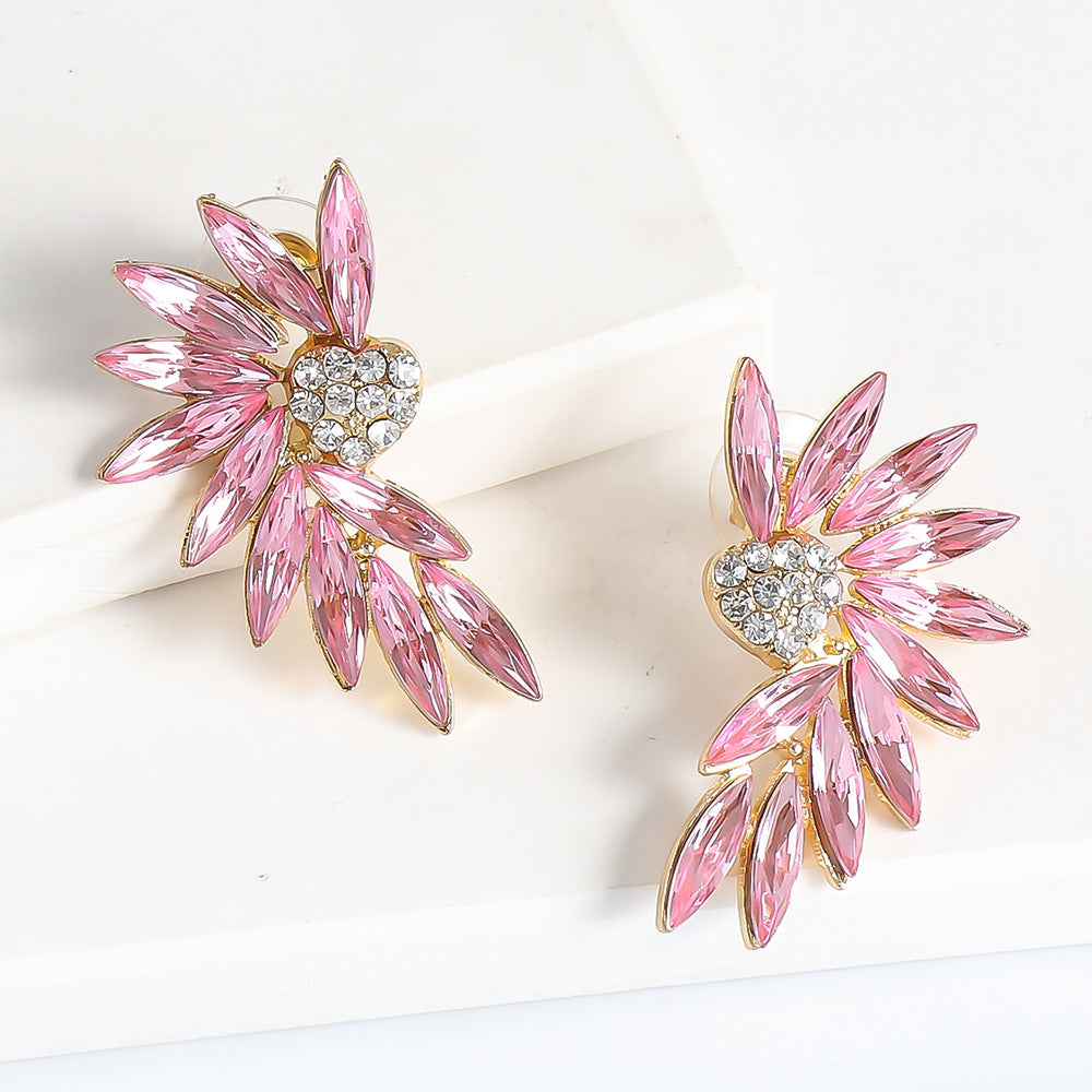 Multicolor heart wings earrings