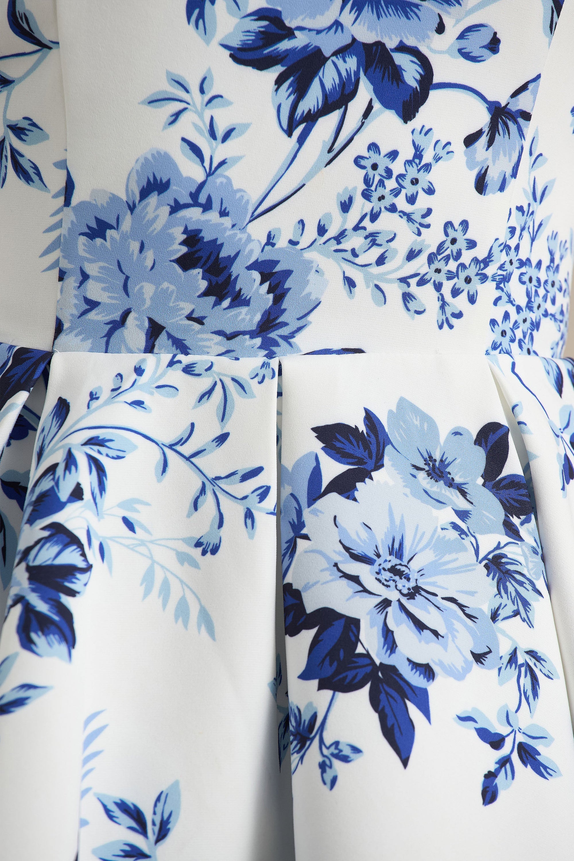 Fiorenza | Blue Porcelain Print Bandeau Mini Dress With Volume Skirt