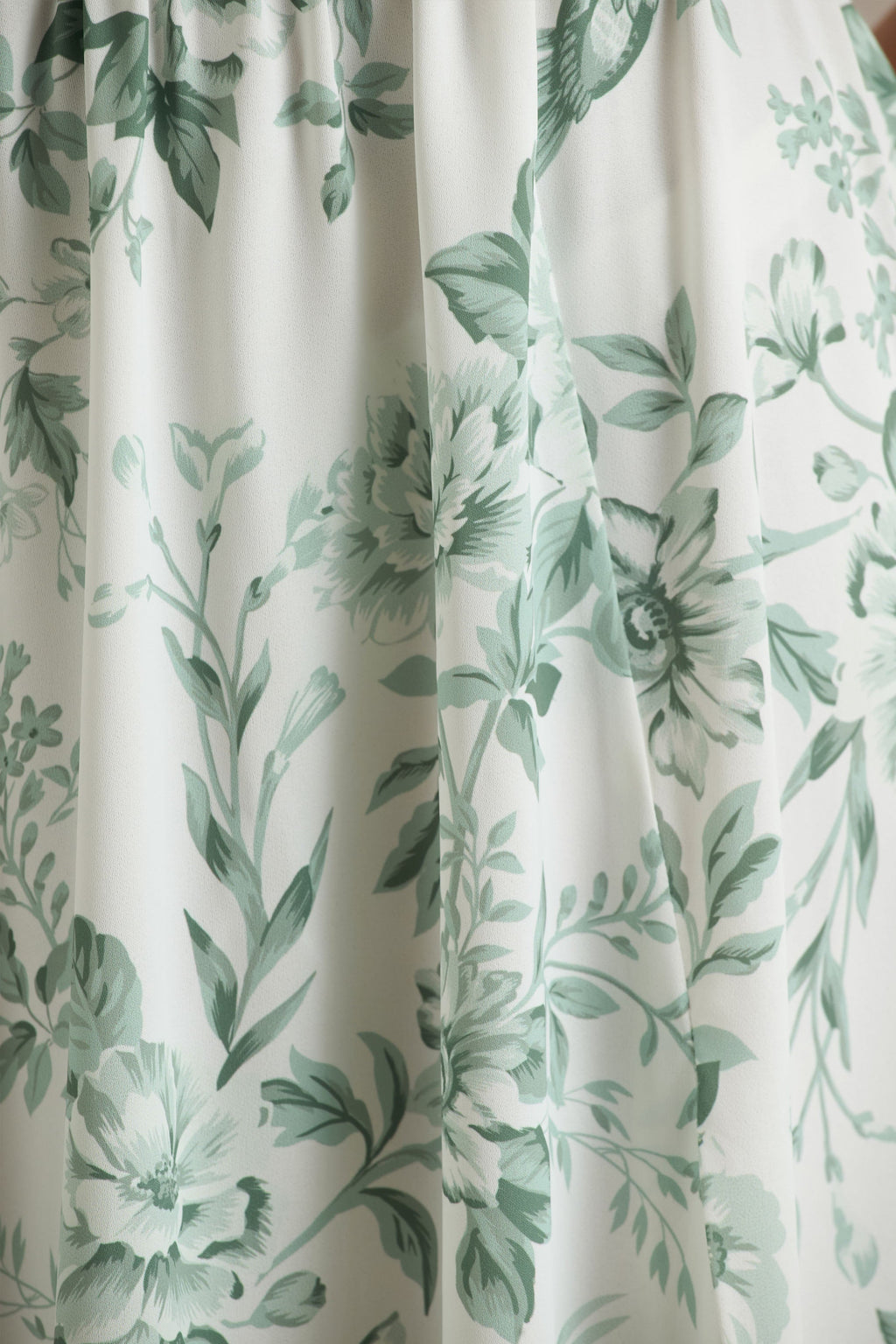 Talia | Green Floral Print High-Neck Maxi Dress With Front High Split