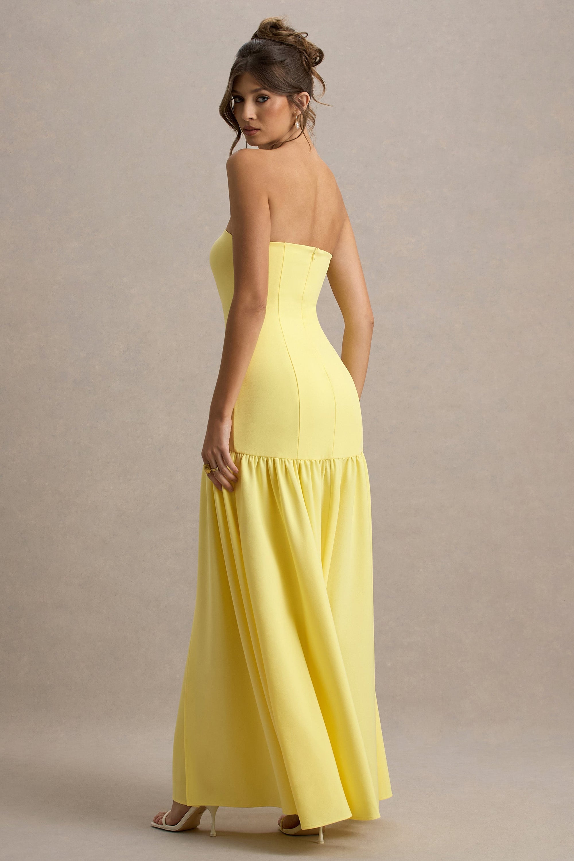 Penny | Lemon Bandeau Drop-Waist Maxi Dress
